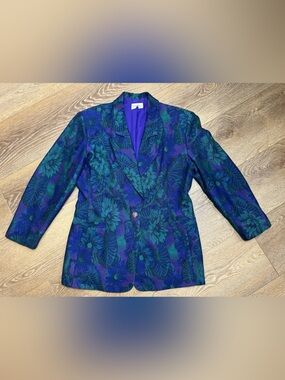 Vintage Bianca - tapestry blazer 10 - Floral Jacquard Blazer - Purple & Green